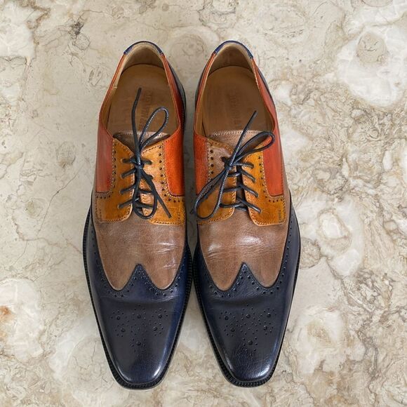 Melvin & Hamilton Jeff 14 Handcrafted Multi Colour Leather Derby Dress Shoes - Picture 7 of 16